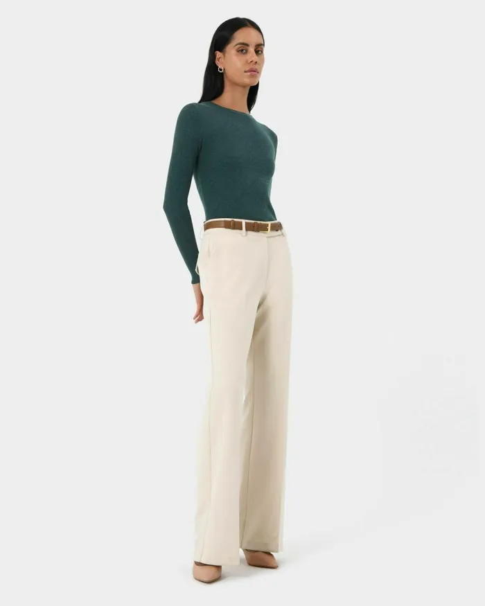 Forcast Teena Flare Pants Vanilla Women HighWaisted Pants