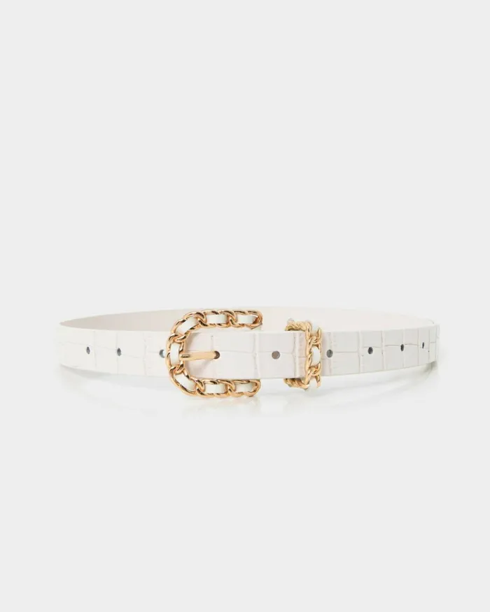 Forcast Tessa Leather Belt Creamblack Women Belts