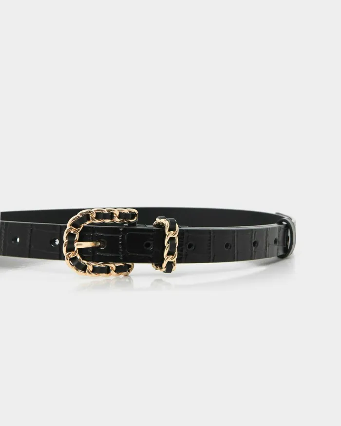 Forcast Tessa Leather Belt Creamblack Women Belts