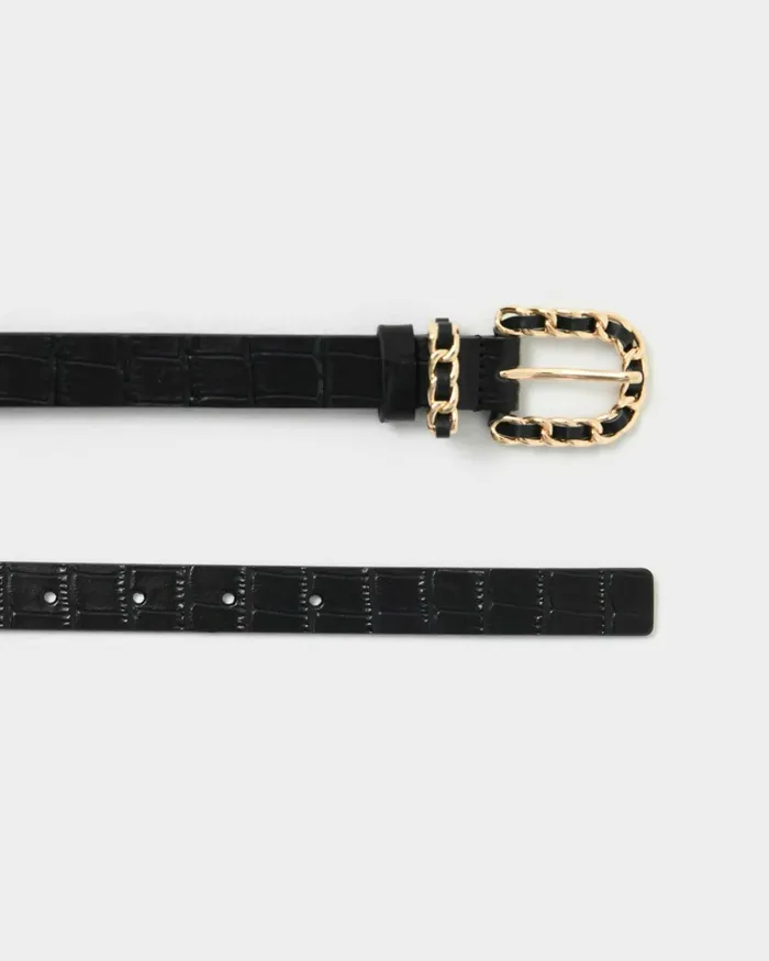 Forcast Tessa Leather Belt Creamblack Women Belts