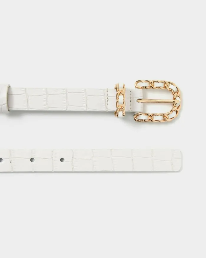 Forcast Tessa Leather Belt Creamblack Women Belts
