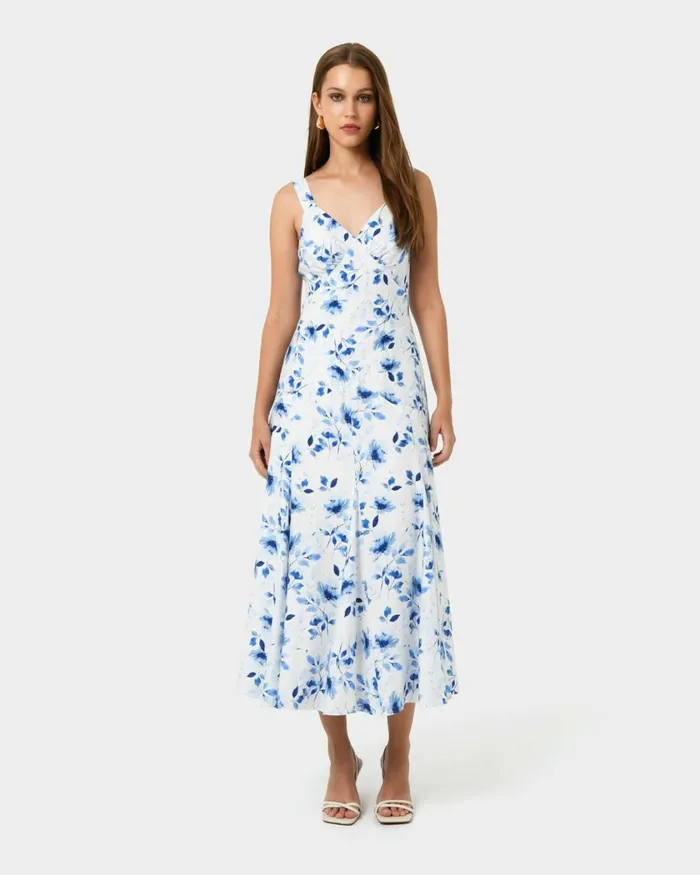 Forcast Tessie Godet Panel Dress Women Maxi Dresses
