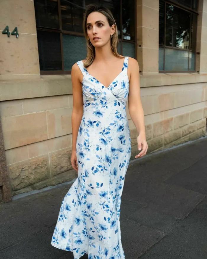 Forcast Tessie Godet Panel Dress Women Maxi Dresses
