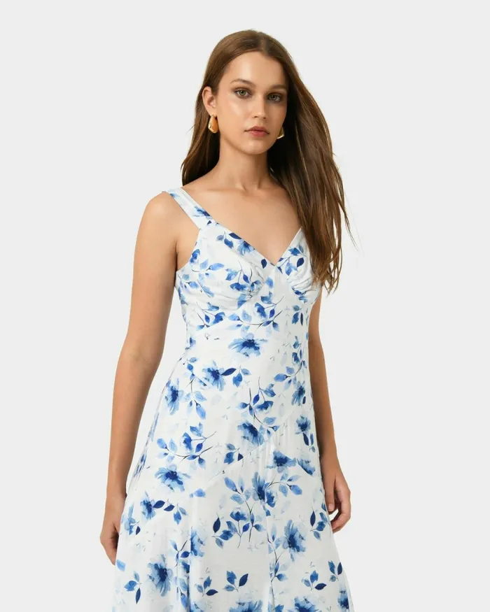 Forcast Tessie Godet Panel Dress Women Maxi Dresses