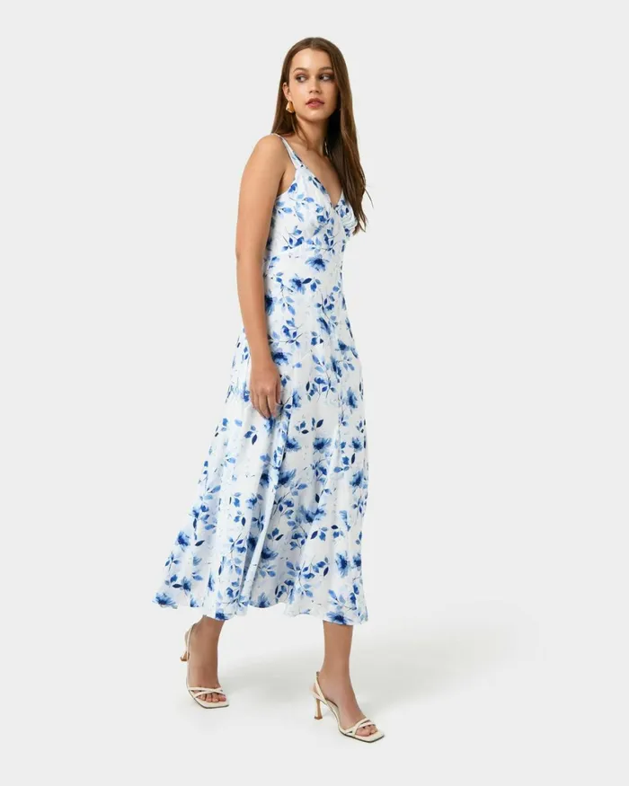 Forcast Tessie Godet Panel Dress Women Maxi Dresses