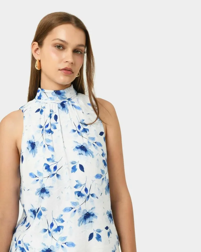 Forcast Tessie Halter Tie Top Women TShirts and Tops