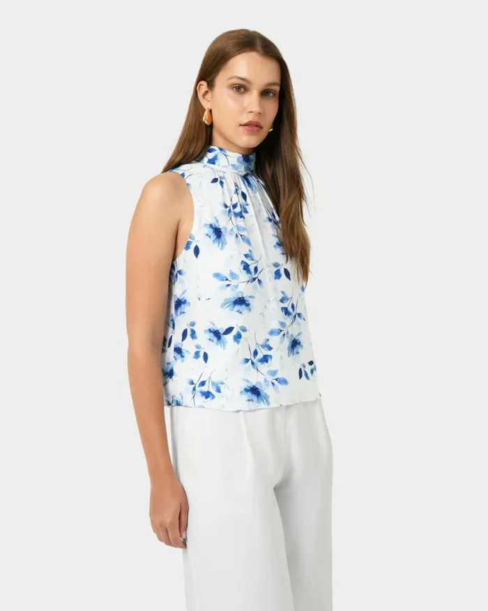 Forcast Tessie Halter Tie Top Women TShirts and Tops