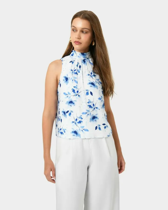 Forcast Tessie Halter Tie Top Women TShirts and Tops