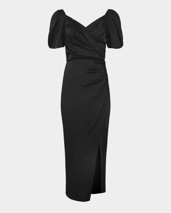 Forcast Trixie Front Crossover Dress Dark Violetblack Women Midi Dresses