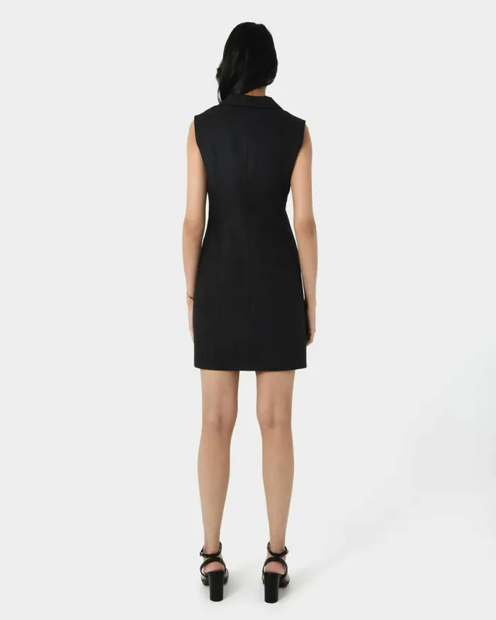 Forcast Valeria Buttoned Linen Dress Oatmealblack Women Mini Dresses