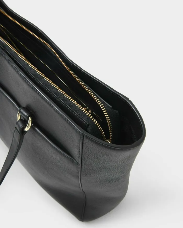 Forcast Valerie Leather Tote Bag Black Women Bags