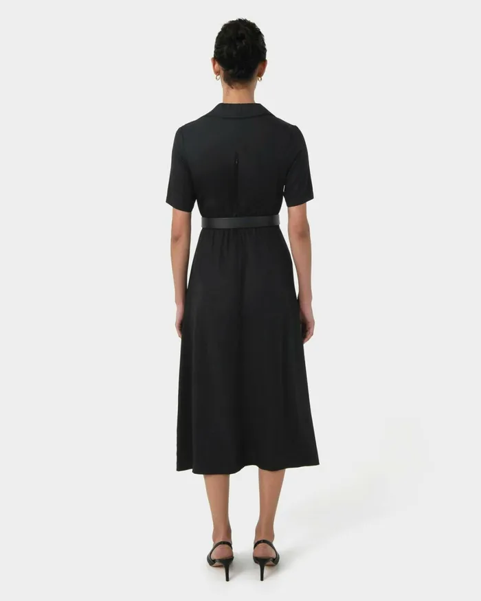 Forcast Verity Crossover Dress Black Women Midi Dresses