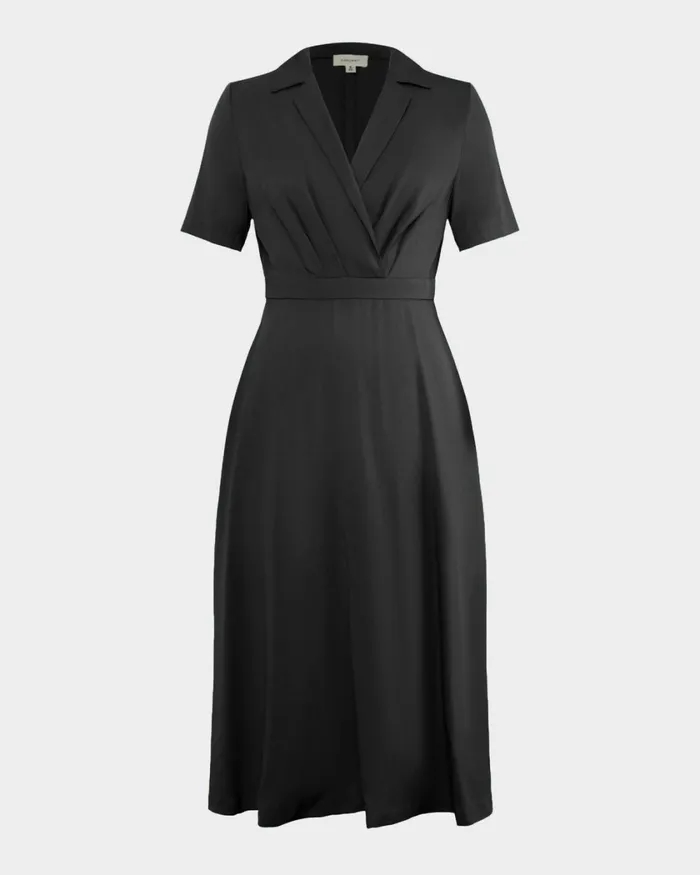 Forcast Verity Crossover Dress Black Women Midi Dresses