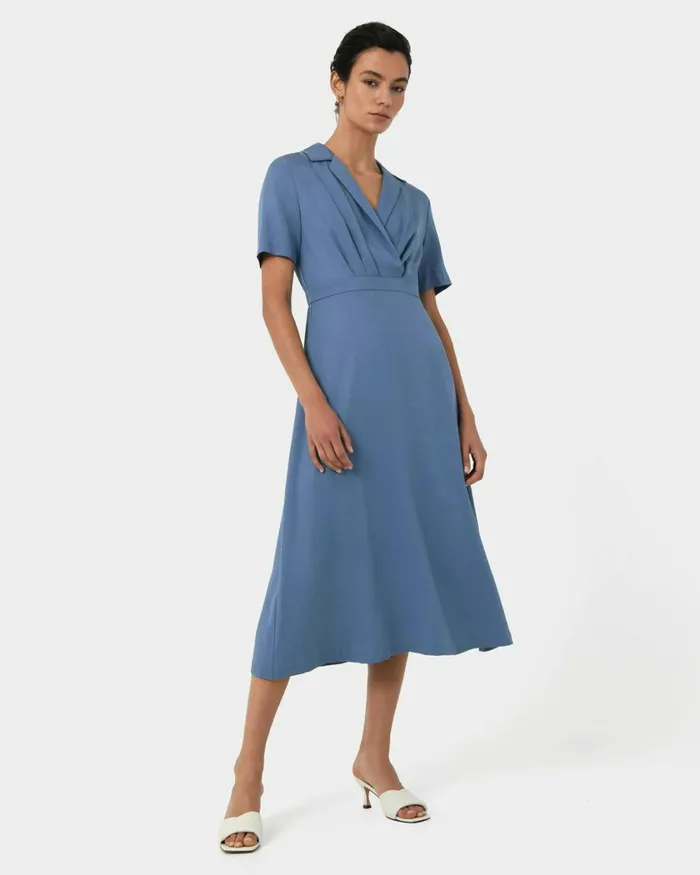 Forcast Verity Crossover Dress Ocean Women Midi Dresses