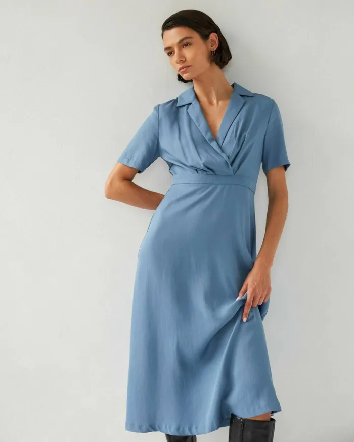 Forcast Verity Crossover Dress Ocean Women Midi Dresses