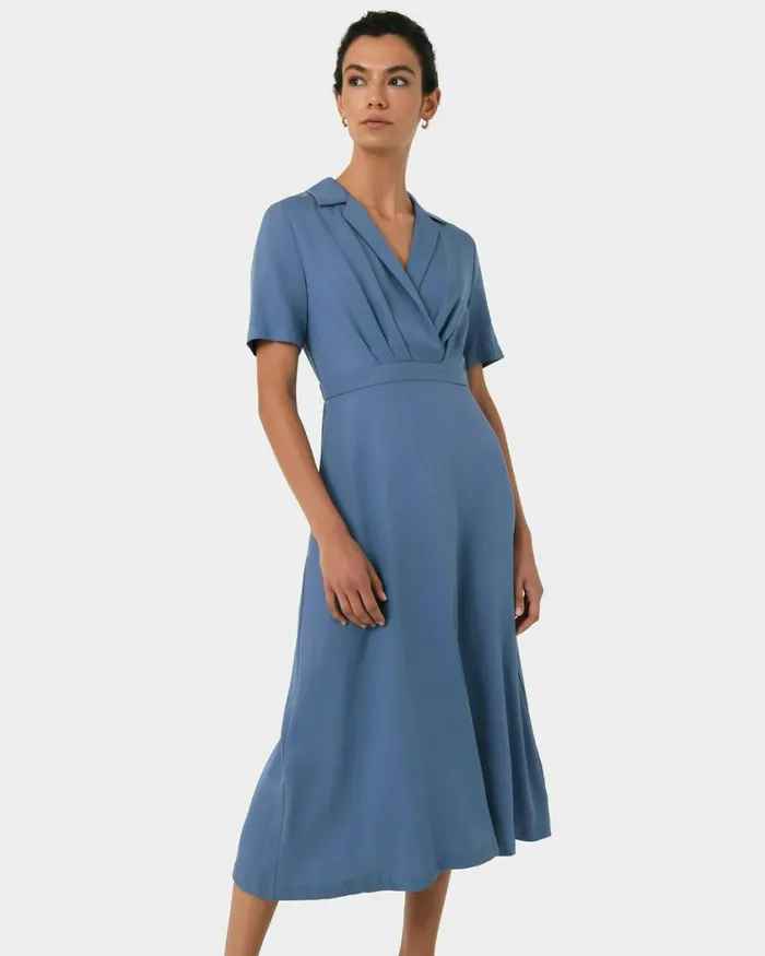 Forcast Verity Crossover Dress Ocean Women Midi Dresses