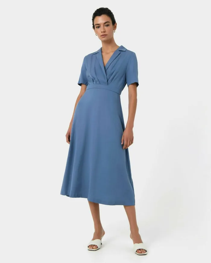 Forcast Verity Crossover Dress Ocean Women Midi Dresses