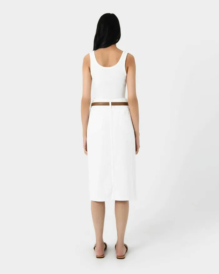 Forcast Veronique Midi Denim Skirt Whiteblue Wash Women Midi and Maxi Skirts