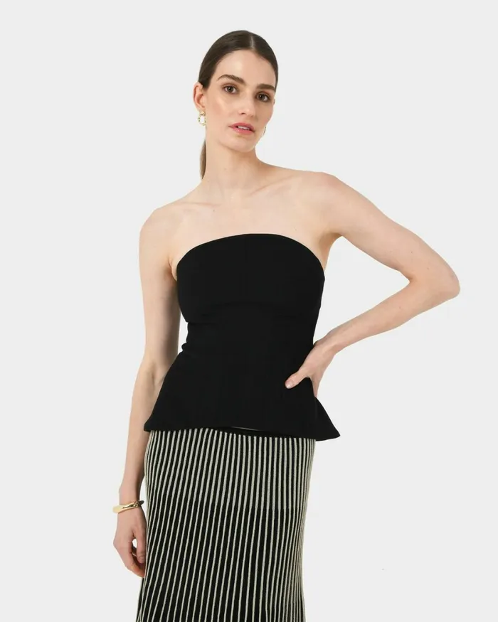 Forcast Veya Panel Bodice Black Women TShirts and Tops