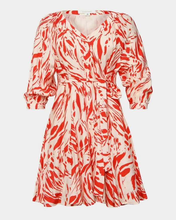 Forcast Vienna Vneck Tie Dress Women Mini Dresses