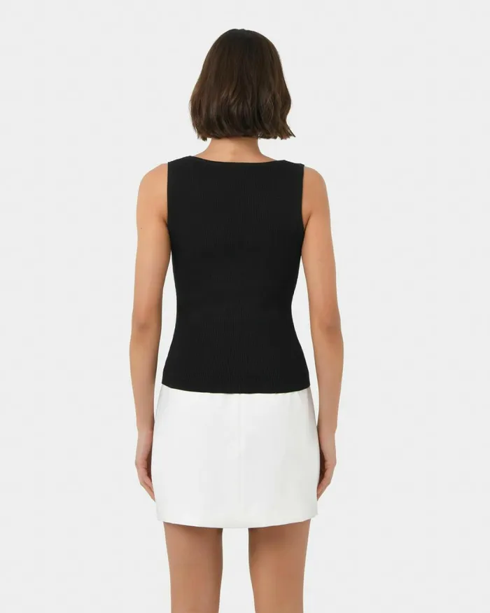 Forcast Vivi Rib Knit Tank Top Redblack Women TShirts and Tops