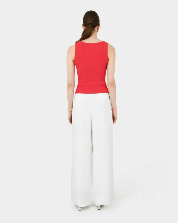 Forcast Vivi Rib Knit Tank Top Redblack Women TShirts and Tops