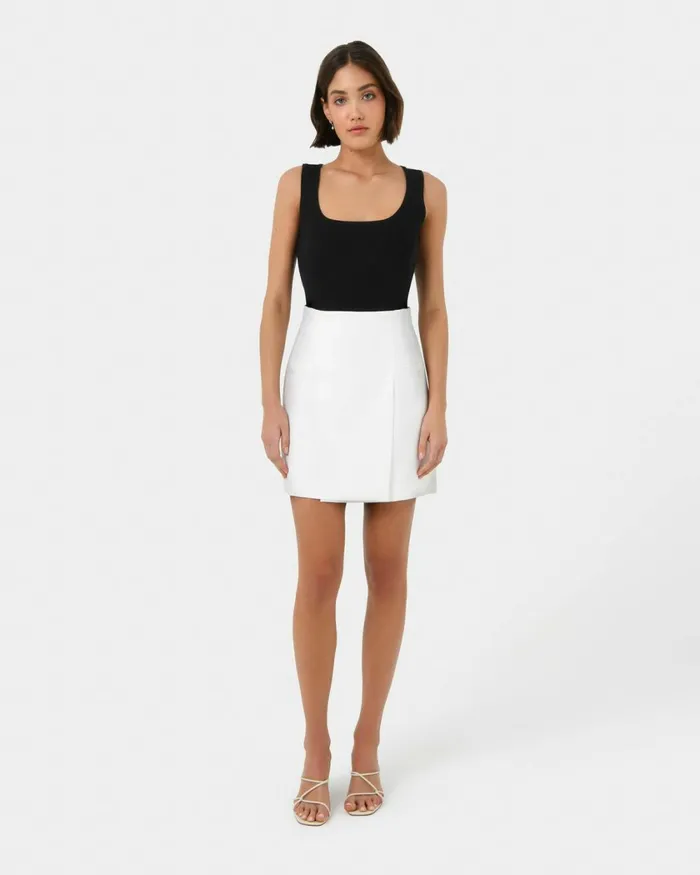 Forcast Vivi Rib Knit Tank Top Redblack Women TShirts and Tops