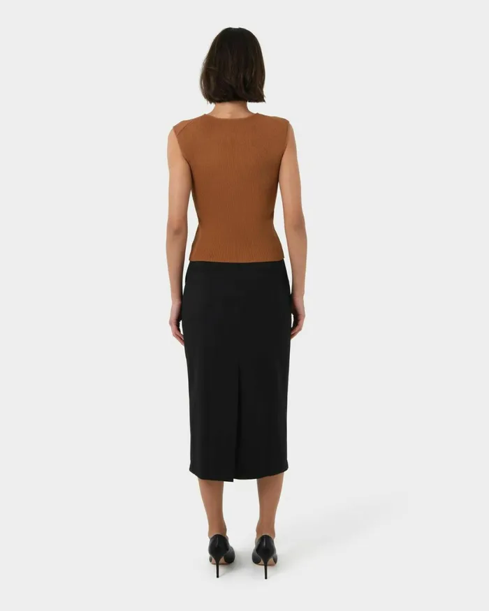 Forcast Viviana Sleeveless Knit Top Camelivoryblack Women TShirts and Tops