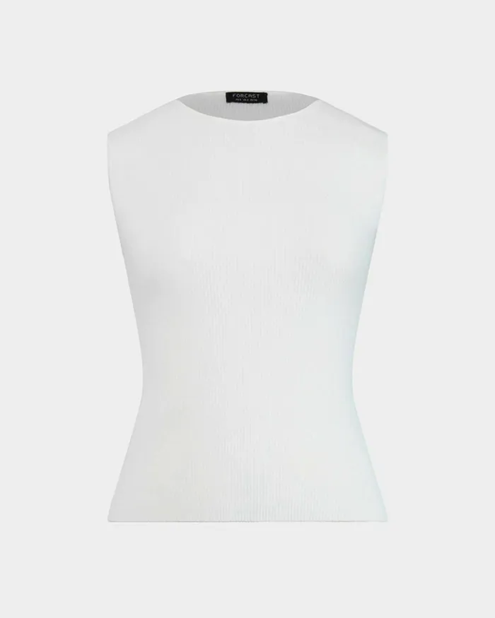 Forcast Viviana Sleeveless Knit Top Camelivoryblack Women TShirts and Tops