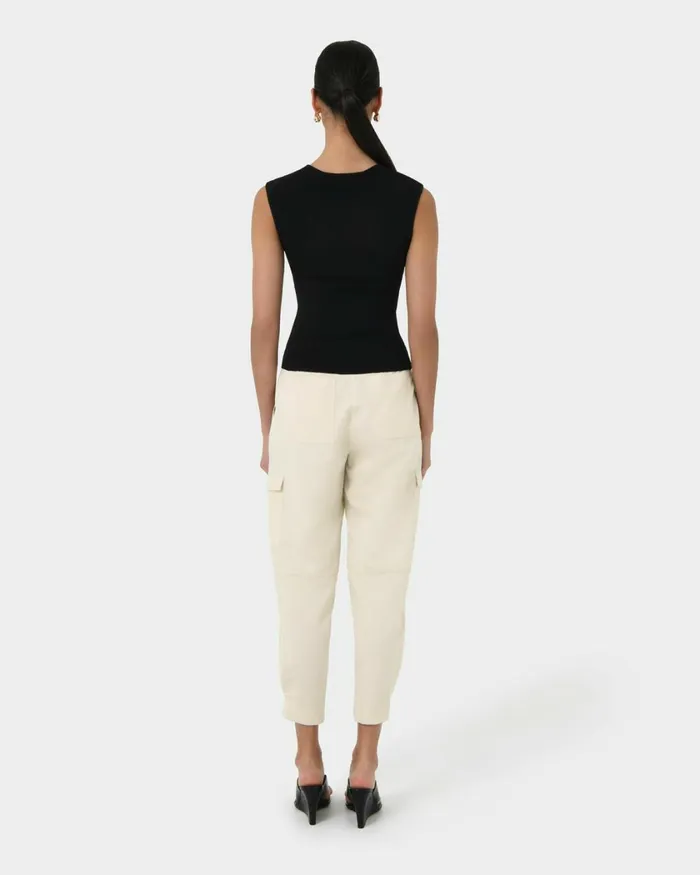 Forcast Viviana Sleeveless Knit Top Camelivoryblack Women TShirts and Tops
