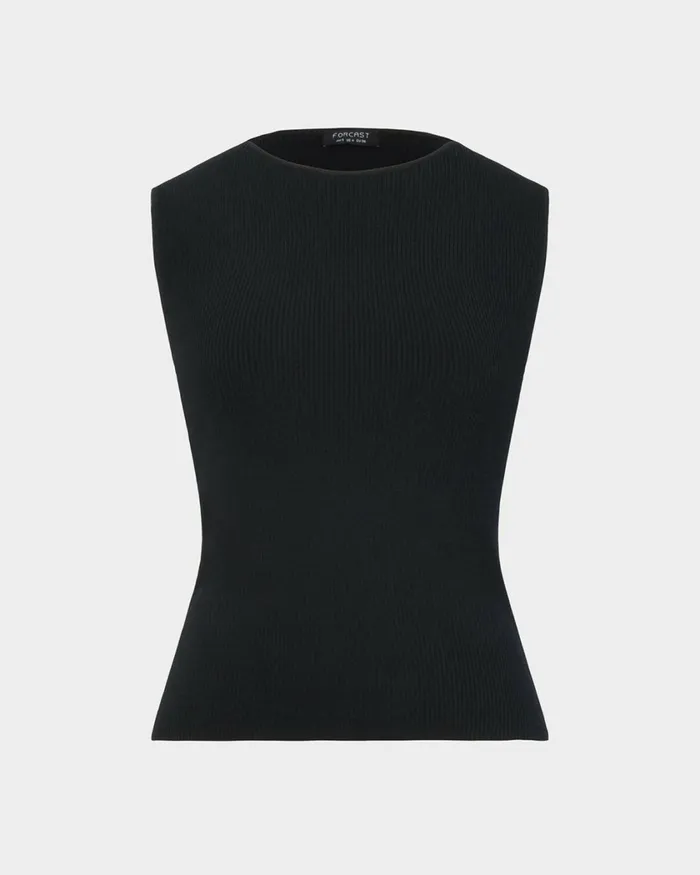 Forcast Viviana Sleeveless Knit Top Camelivoryblack Women TShirts and Tops