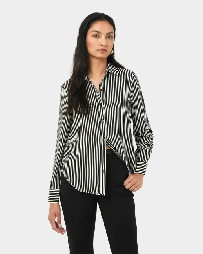 Forcast Wanda Stripe Satin Shirt Women TShirts and Tops