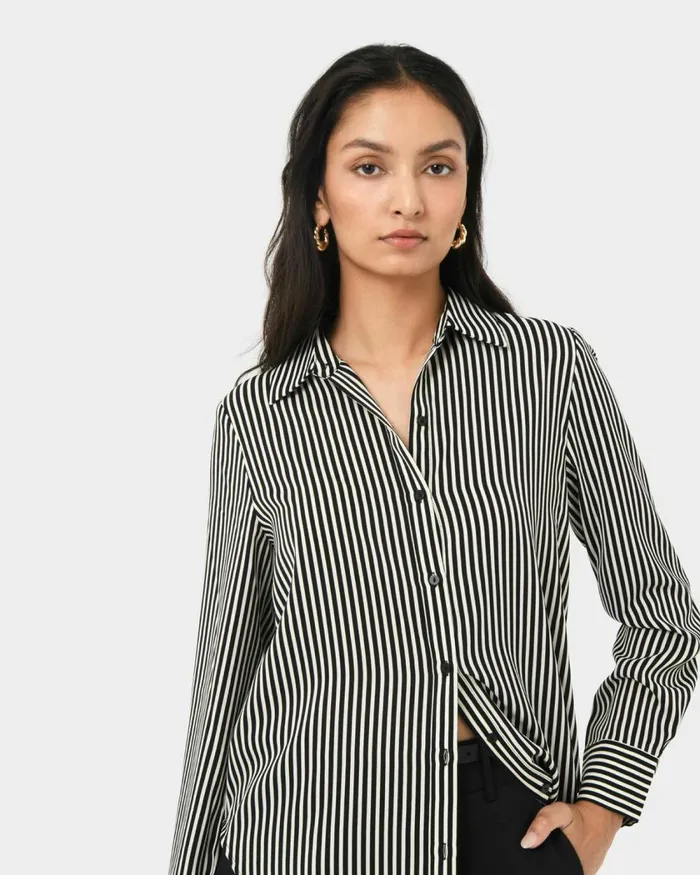 Forcast Wanda Stripe Satin Shirt Women TShirts and Tops