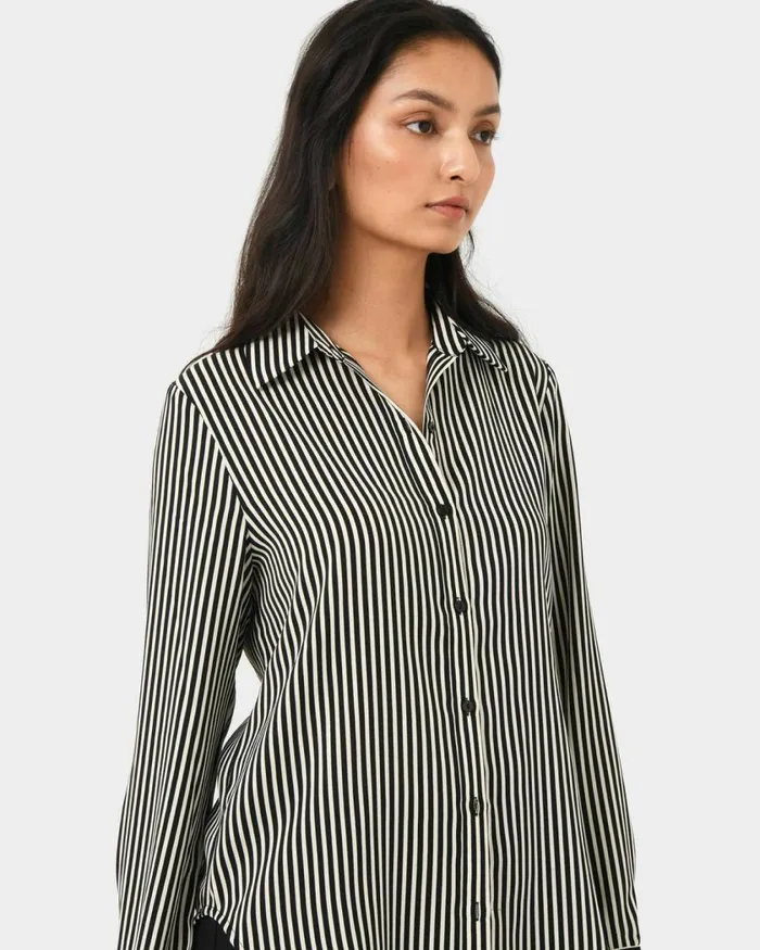 Forcast Wanda Stripe Satin Shirt Women TShirts and Tops