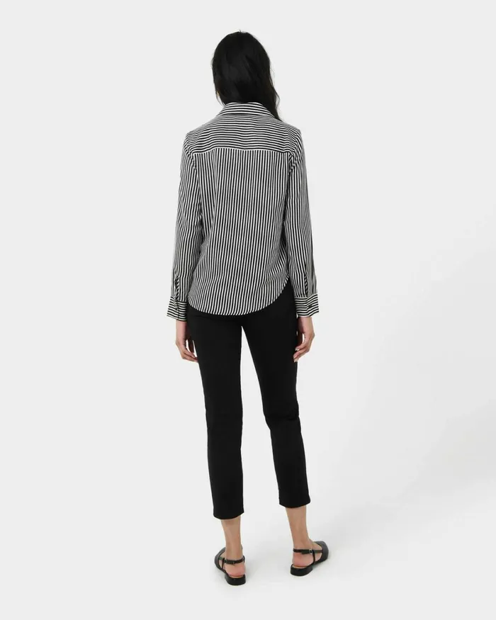 Forcast Wanda Stripe Satin Shirt Women TShirts and Tops