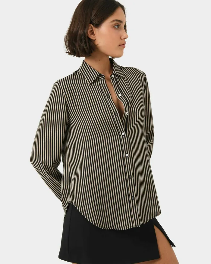 Forcast Wanda Stripe Satin Shirt Women TShirts and Tops