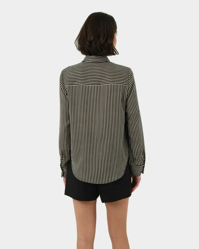 Forcast Wanda Stripe Satin Shirt Women TShirts and Tops