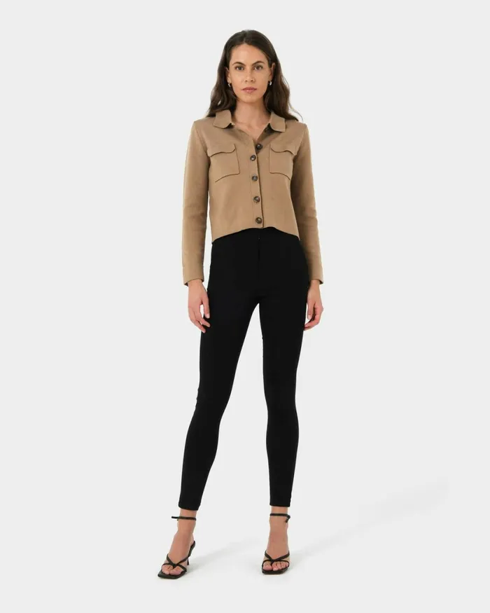 Forcast Willow Collar Cardigan Camelivoryblack Women Long Sleeve Tops