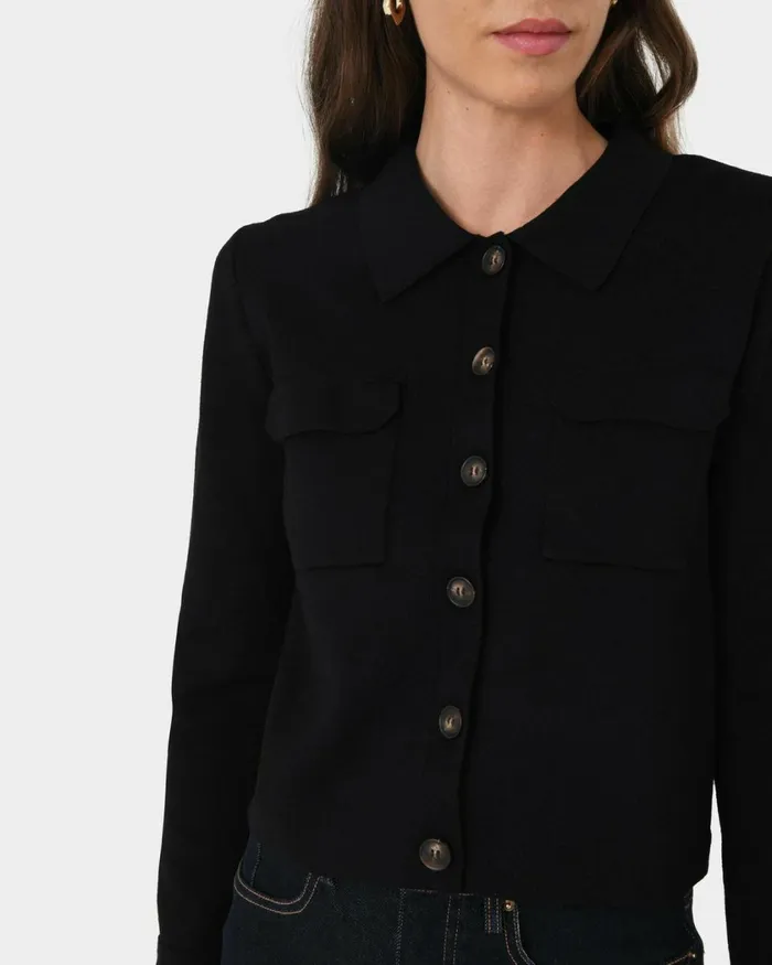 Forcast Willow Collar Cardigan Camelivoryblack Women Long Sleeve Tops