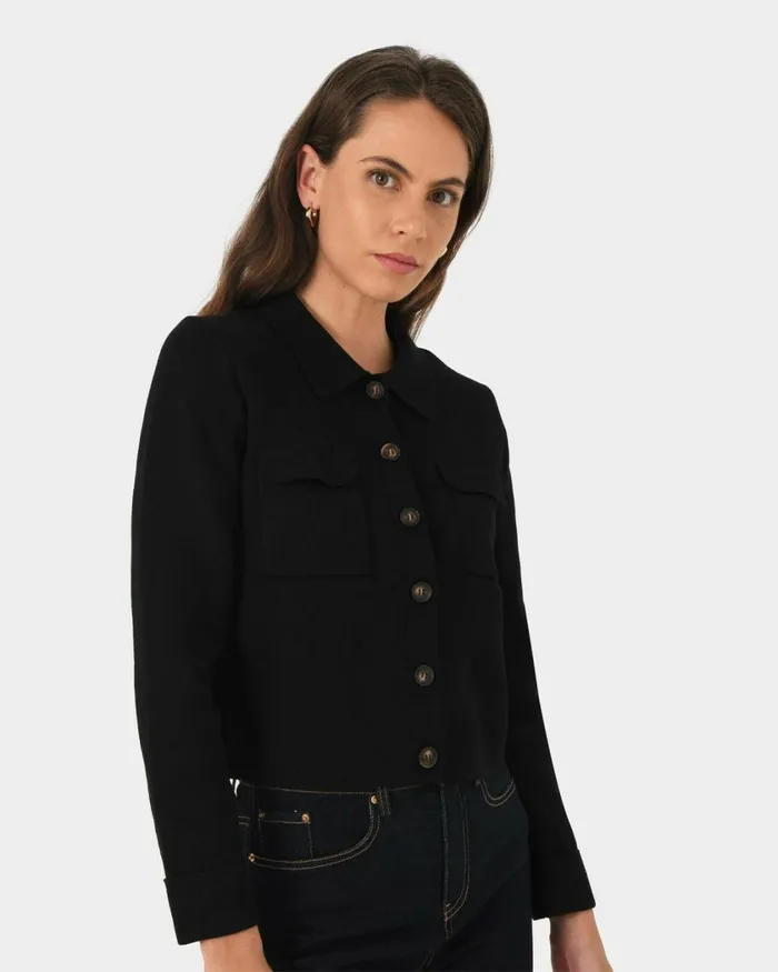 Forcast Willow Collar Cardigan Camelivoryblack Women Long Sleeve Tops