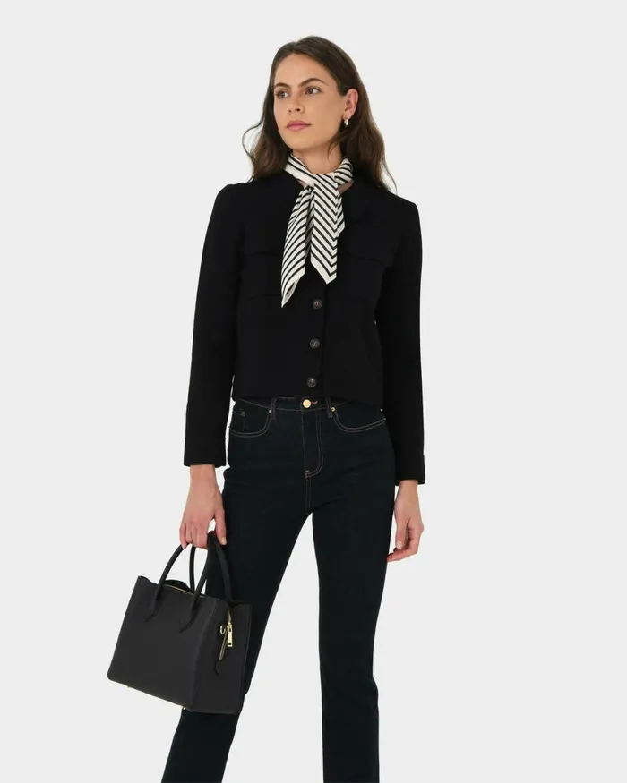 Forcast Willow Collar Cardigan Camelivoryblack Women Long Sleeve Tops