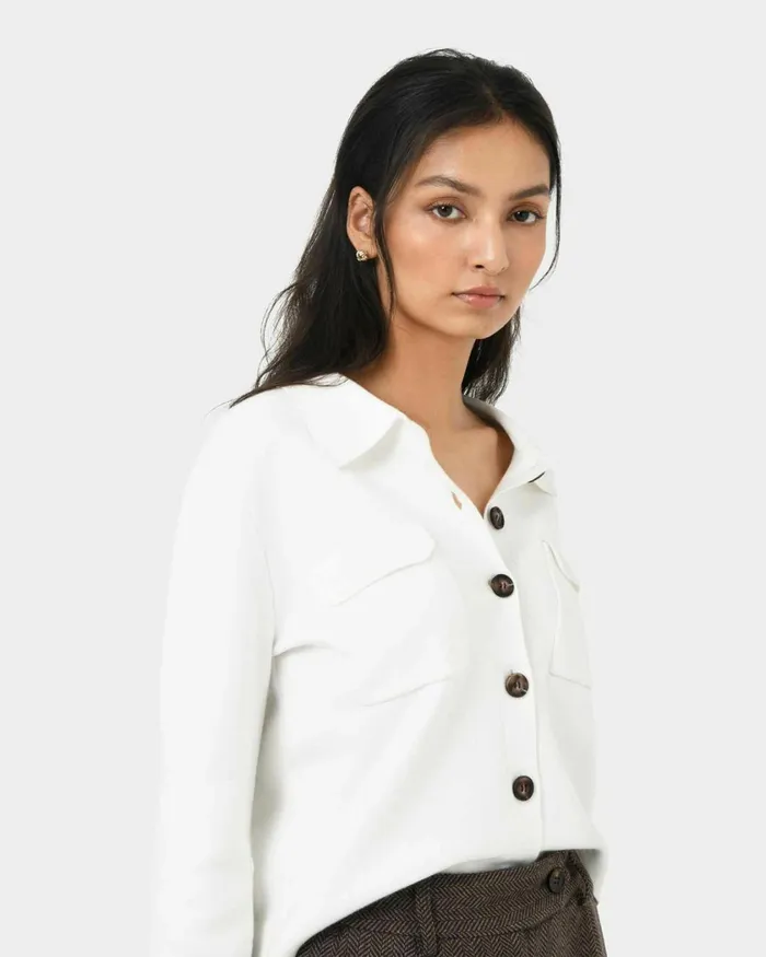 Forcast Willow Collar Cardigan Camelivoryblack Women Long Sleeve Tops