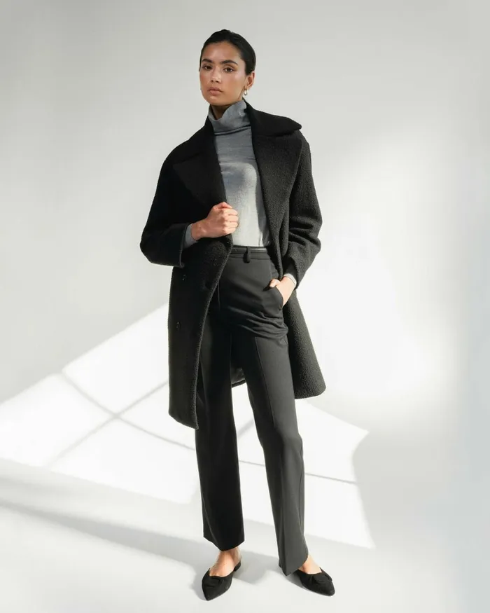 Forcast Zahra Boucle Yarn Coat Black Women Coats