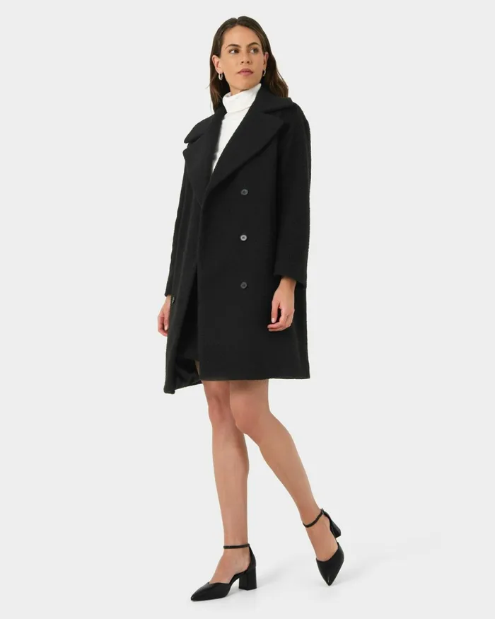 Forcast Zahra Boucle Yarn Coat Black Women Coats