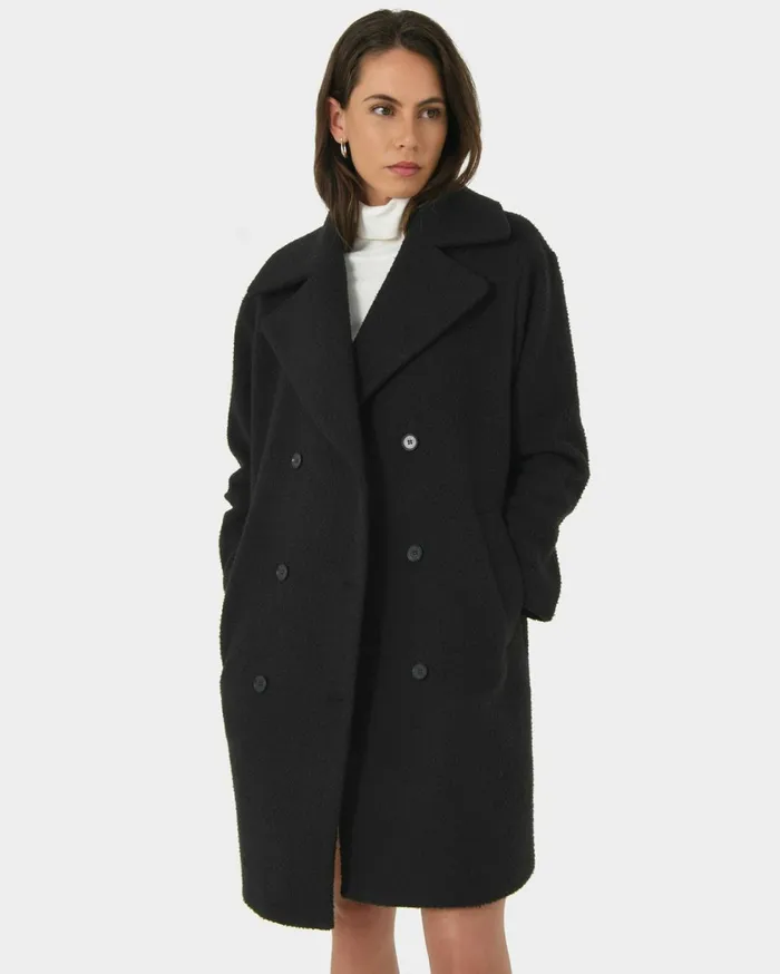 Forcast Zahra Boucle Yarn Coat Black Women Coats