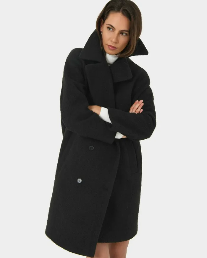 Forcast Zahra Boucle Yarn Coat Black Women Coats