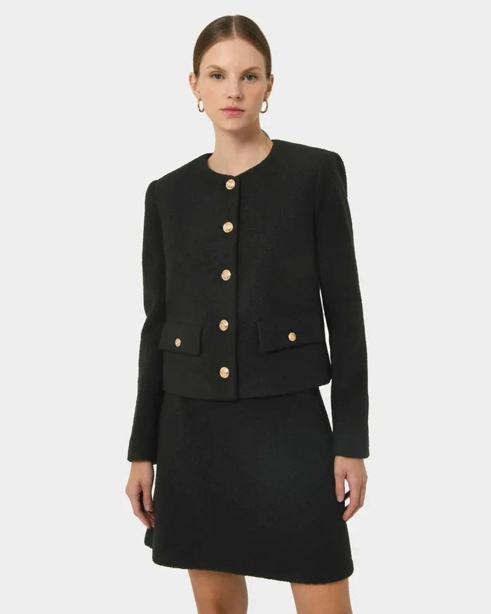 Forcast Zahra Boucle Yarn Jacket Black Women Jackets and Blazers