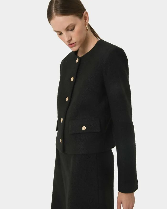 Forcast Zahra Boucle Yarn Jacket Black Women Jackets and Blazers