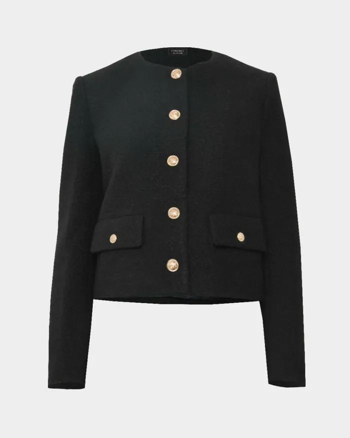 Forcast Zahra Boucle Yarn Jacket Black Women Jackets and Blazers