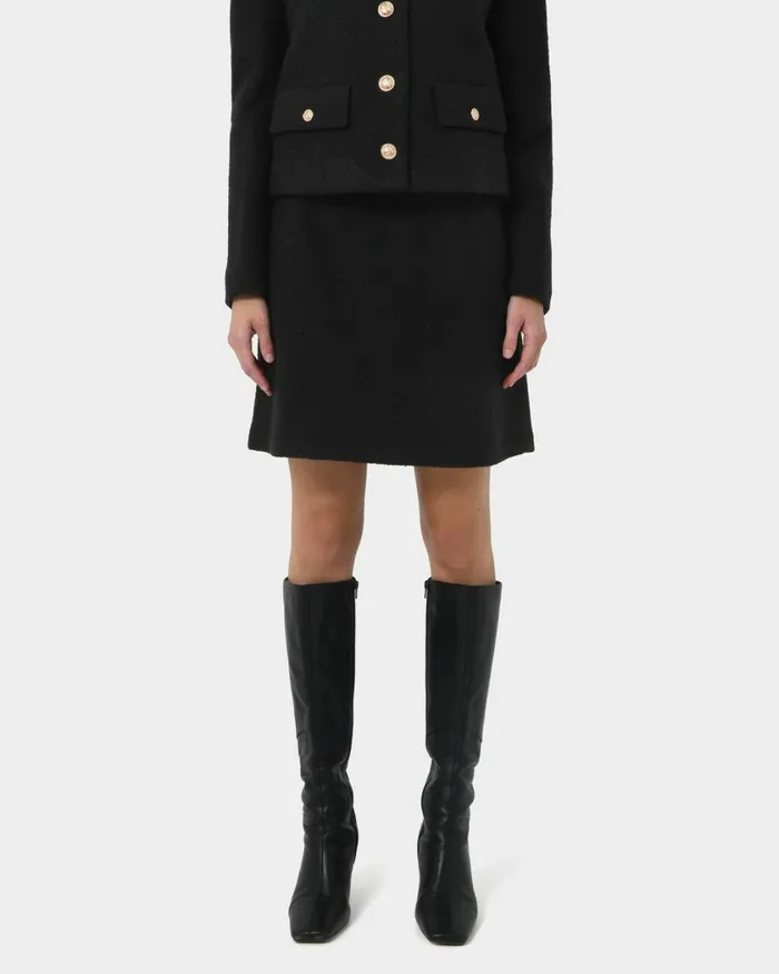 Forcast Zahra Boucle Yarn Mini Skirt Black Women Mini Skirts